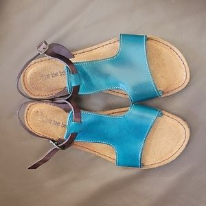 Shoe the Bear TEAL Leather Sandals sz 6